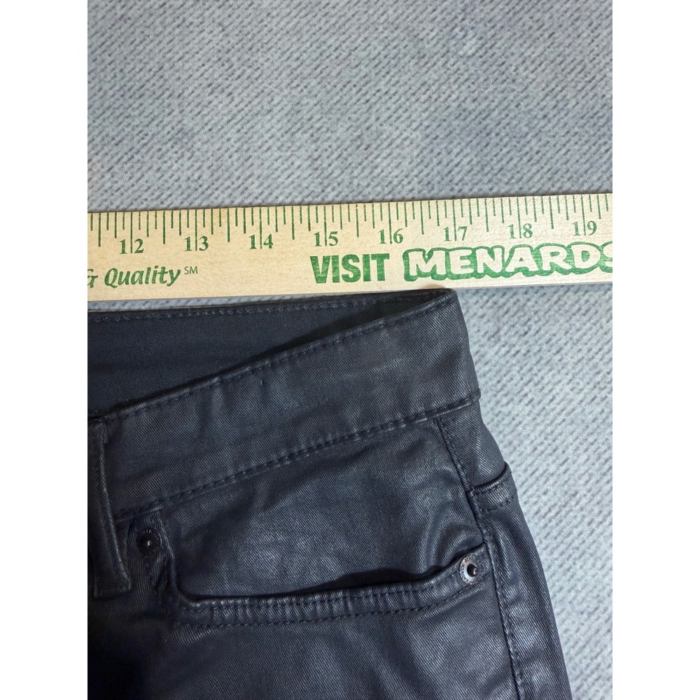 Lauren Ralph Lauren Black Coated Skinny Jeans Womens 12 Stretch Moto Pants - Picture 6 of 7